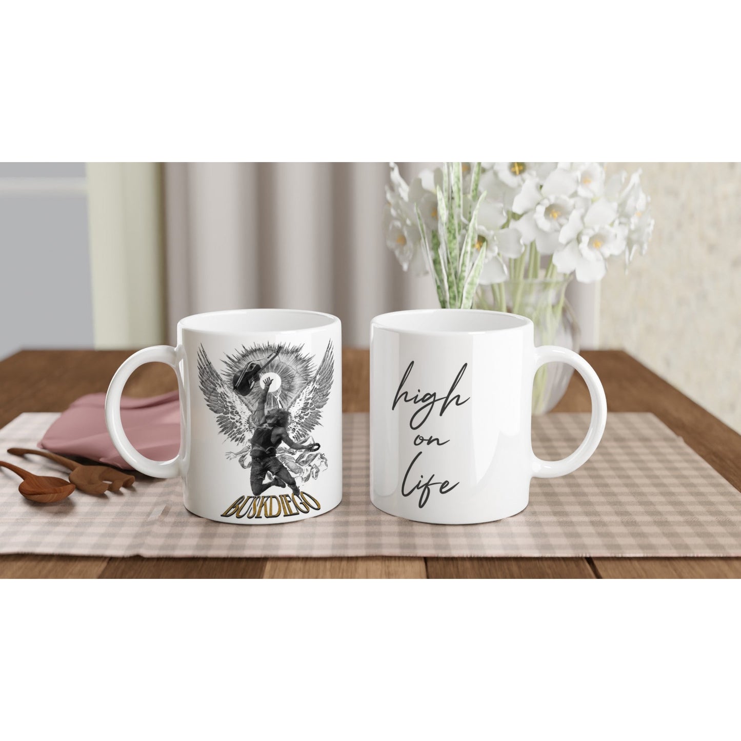 High On Life White 11oz Ceramic Mug - Print Material - BuskDiego