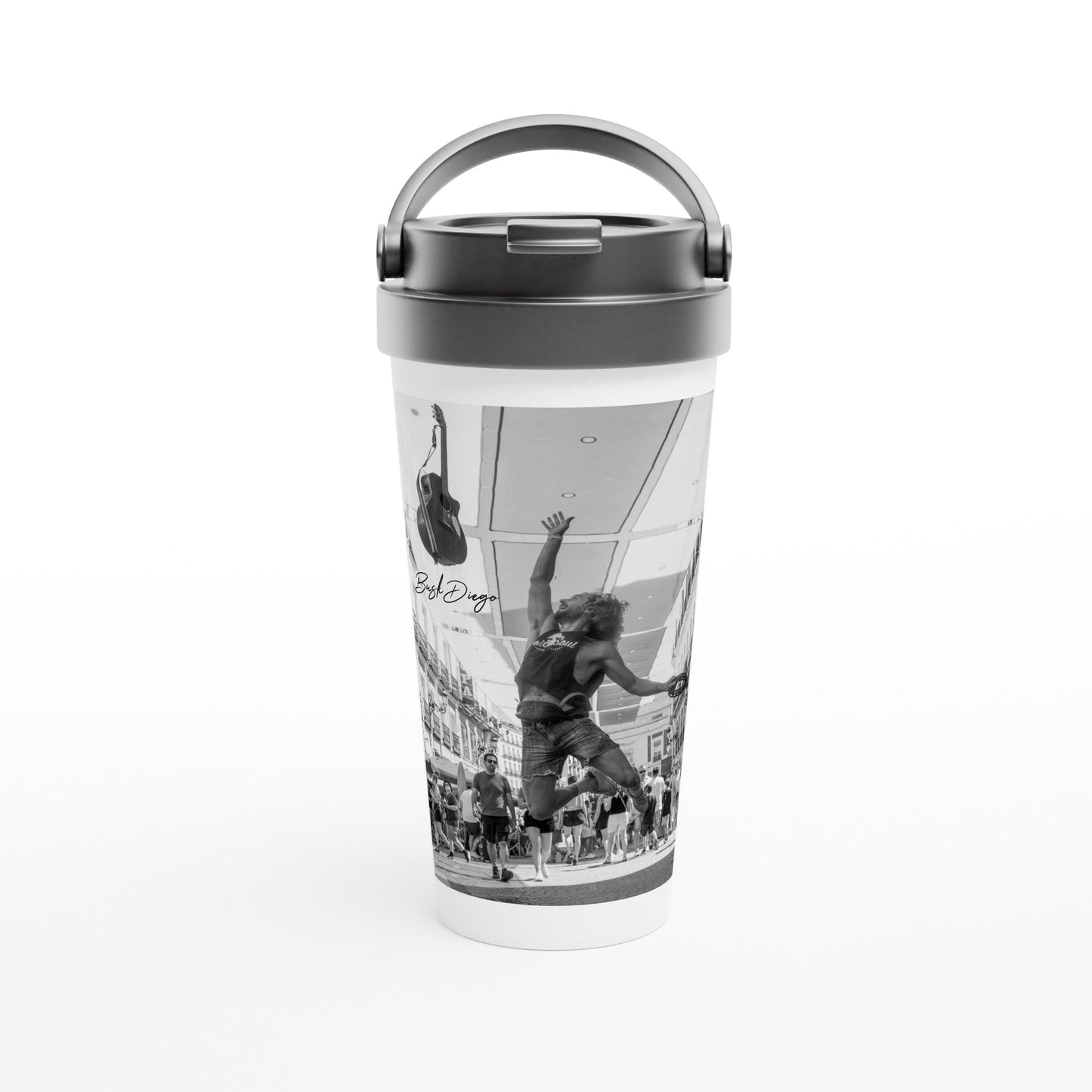 Living The Dream 444 ml Stainless Steel Travel Mug CUP - Print Material - BuskDiego