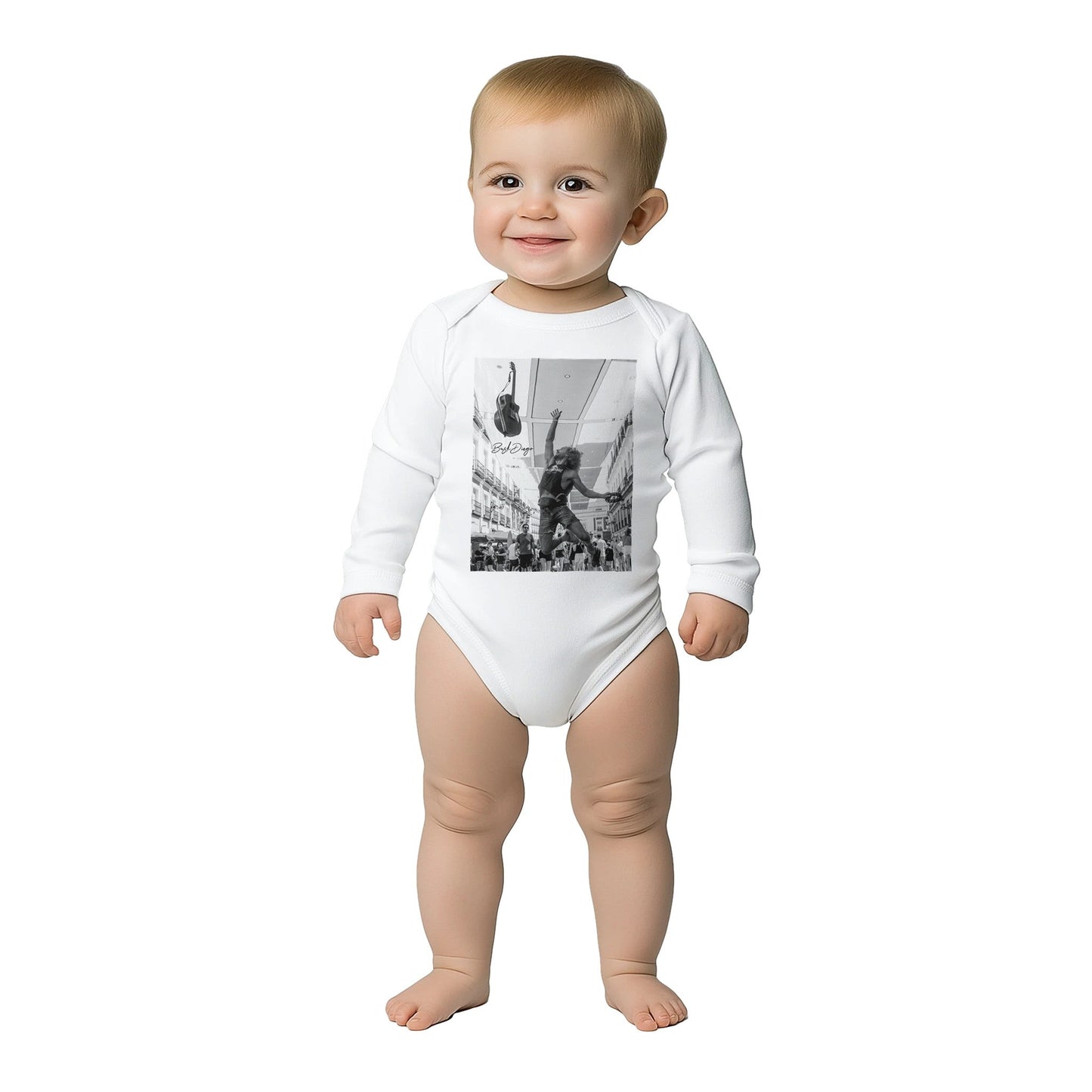 Living The Dream Baby Long Sleeve Bodysuit - Print Material - BuskDiego