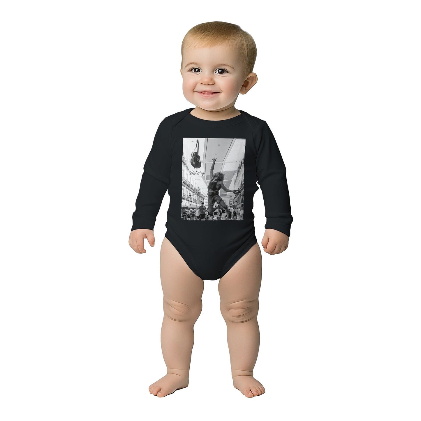 Living The Dream Baby Long Sleeve Bodysuit - Print Material - BuskDiego