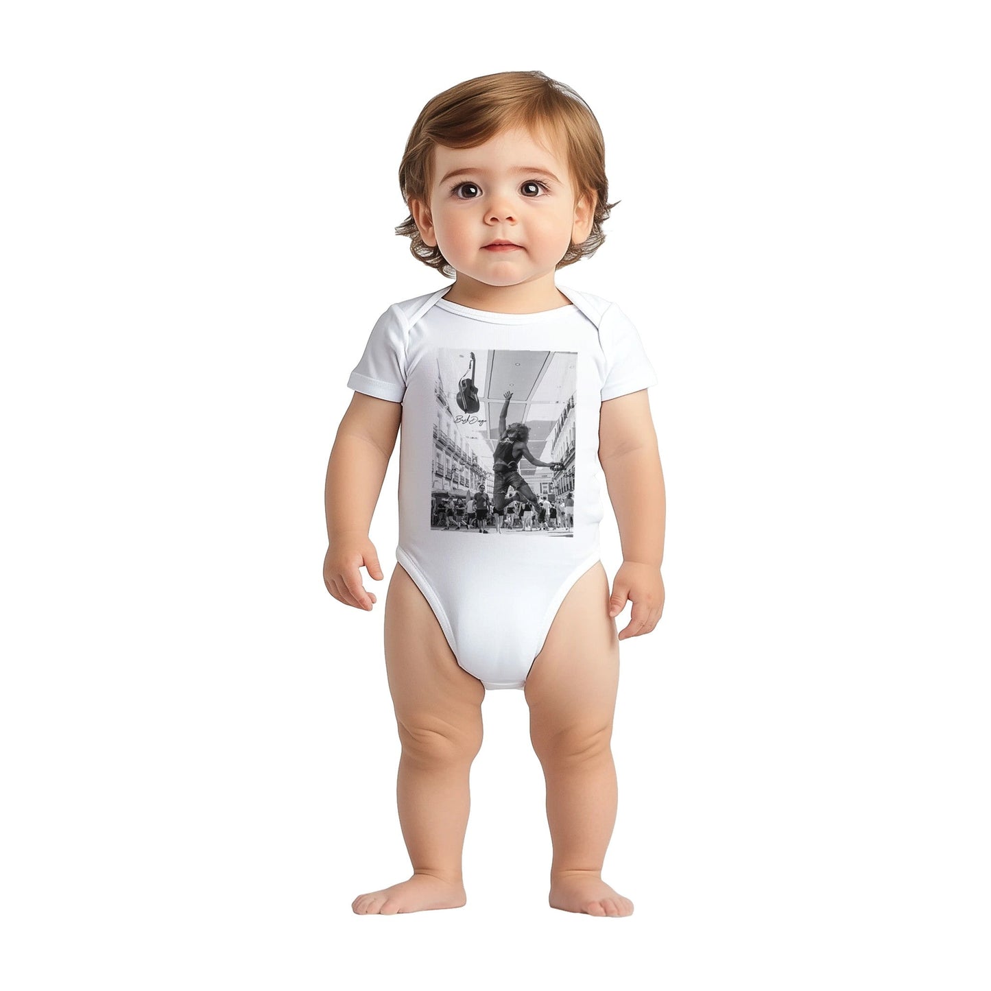 Living The Dream Baby Short Sleeve Bodysuit - Print Material - BuskDiego